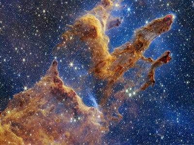 A snapshot of the Pillars of Creation taken by the new Webb Telescope