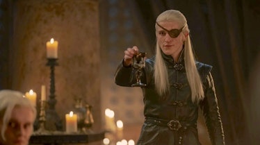 Aemond targaryen making a toast to the wedding announcement of his cousins