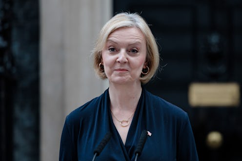 Liz Truss resigning as Prime Minister on Oct. 20, 2022