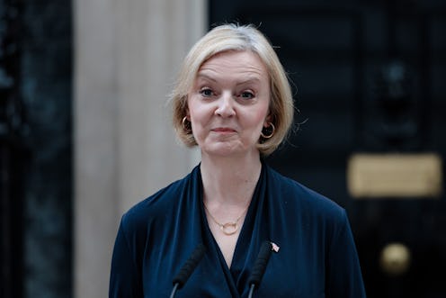 Liz Truss resigning as Prime Minister on Oct. 20, 2022