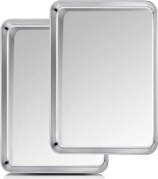 This set of two stainless steel baking sheets are nontoxic, rust-resistant, and dishwasher safe.
