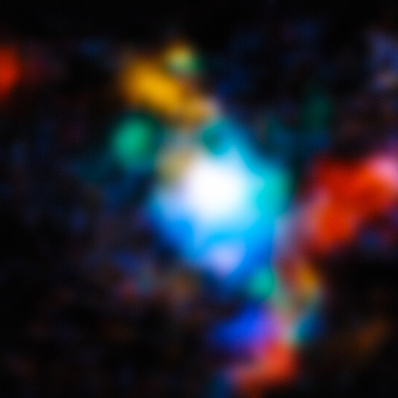 Blurred blue and yellow galaxy cluster