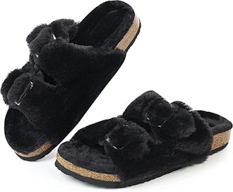 FITORY Women's Open Toe Slipper with Cozy Lining