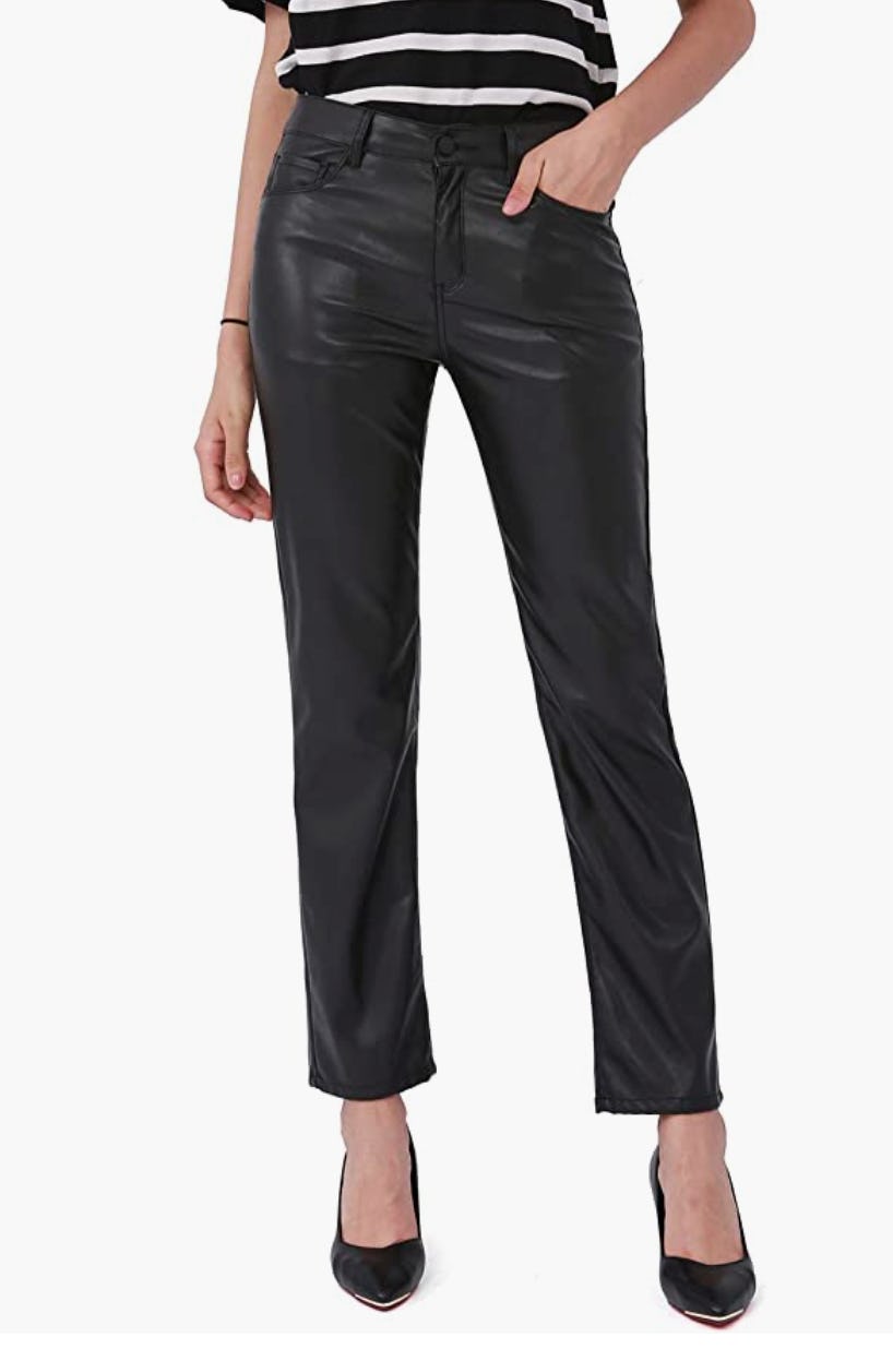 Balleay Art Faux Leather Pants