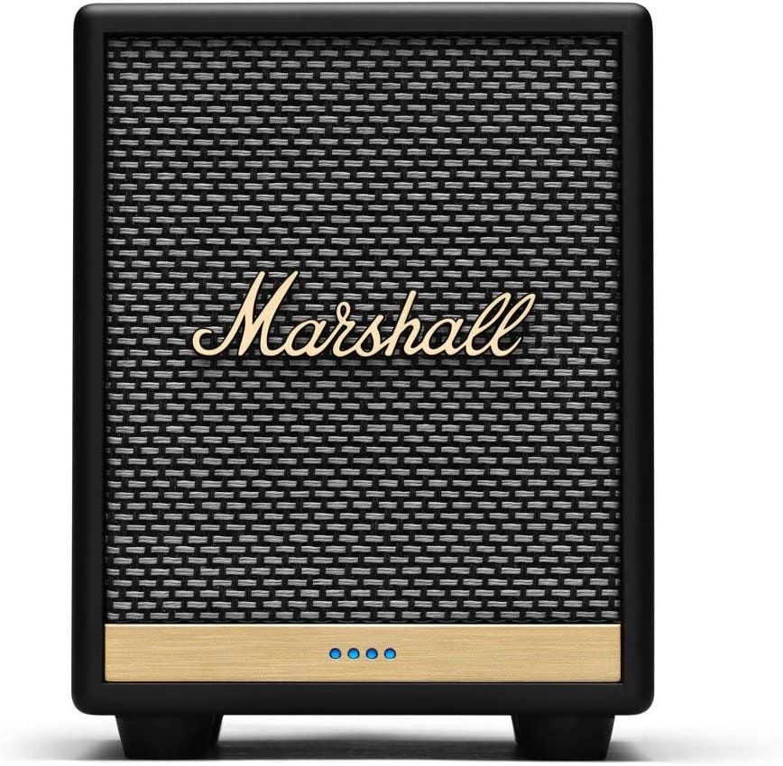 This Marshall smart speaker for spotify has great style and you can control treble and bass levels.