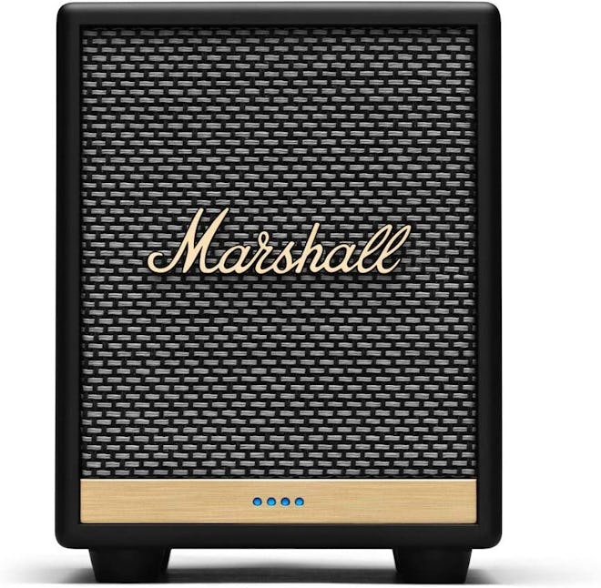 This Marshall smart speaker for spotify has great style and you can control treble and bass levels.