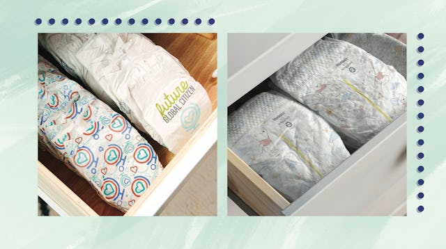 Diapers placed in a drawer