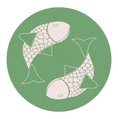 Green Pisces zodiac sign symbol