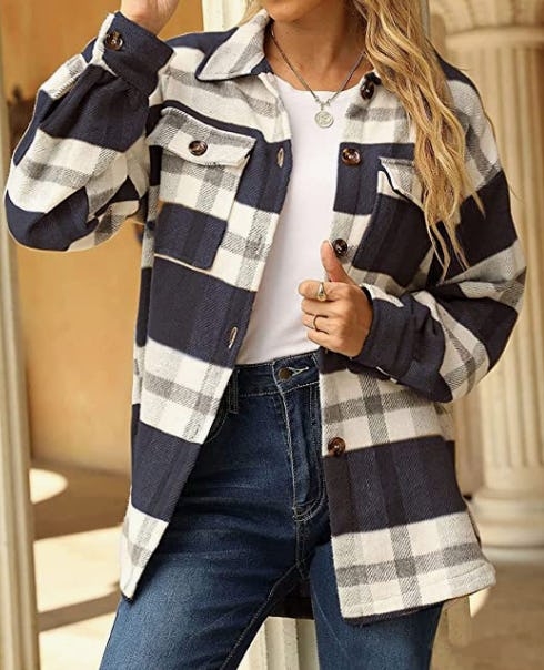 Yeokou Plaid Flannel Shacket