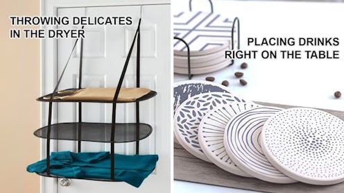 Greenco 3-tier over-the-door drying rack and Flashomexl ceramic coasters (6-pack)