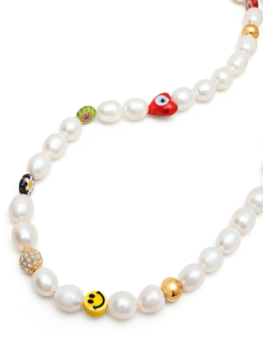 Smiley Face Pearl Choker With Beads