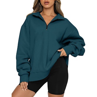 Trendy Queen Oversized Half Zip Pullover