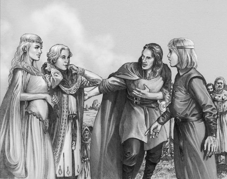 Aegon III Targaryen and Viserys II Targaryen stencil sketch by Douglas Wheatley 