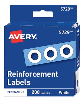 Avery Self-Adhesive Plastic Reinforcement Labels, 200 Labels Per Pack