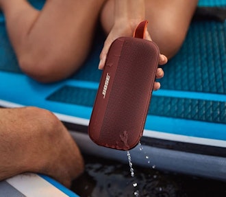 This waterproof Bluetooth speaker for a boat from Bose floats in water.