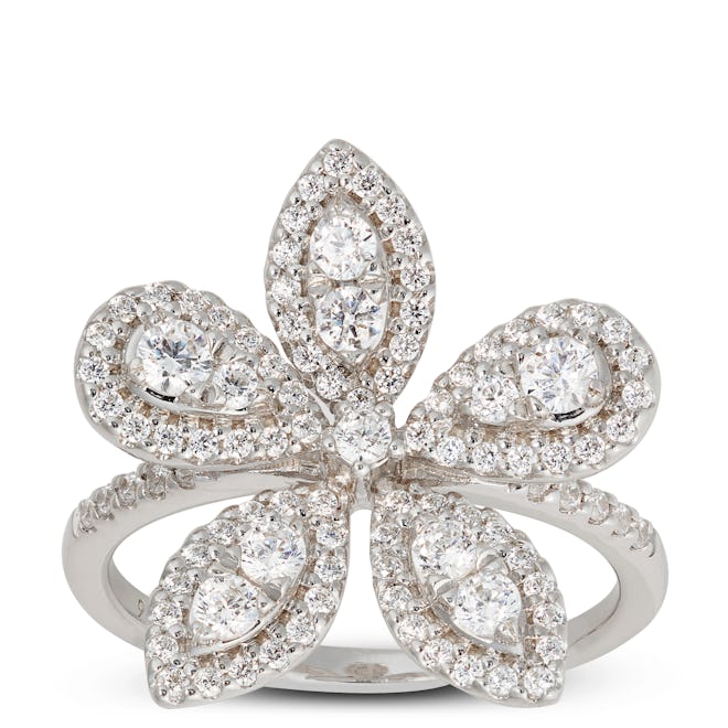 Diamond Flower Ring in 14K White Gold