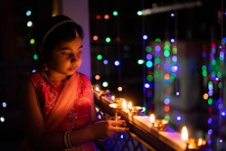 Indian girl celebrating Diwali