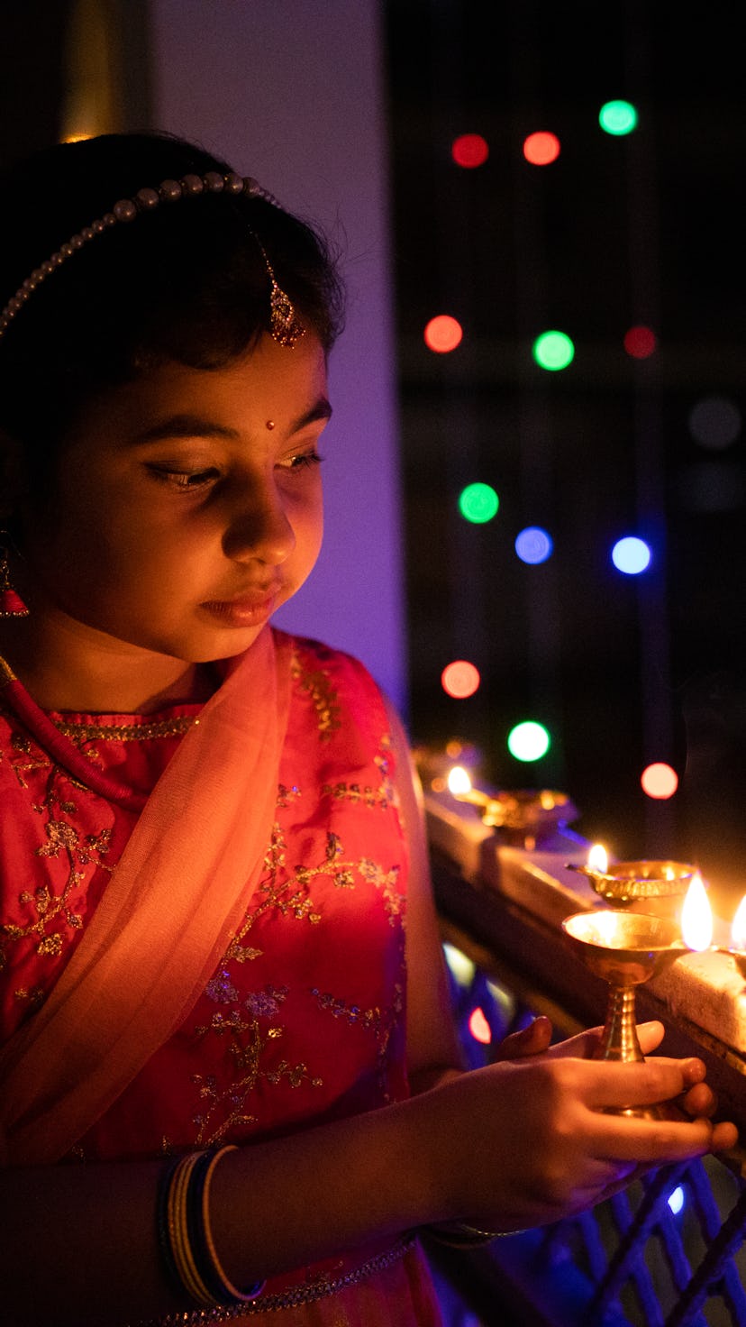 Indian girl celebrating Diwali