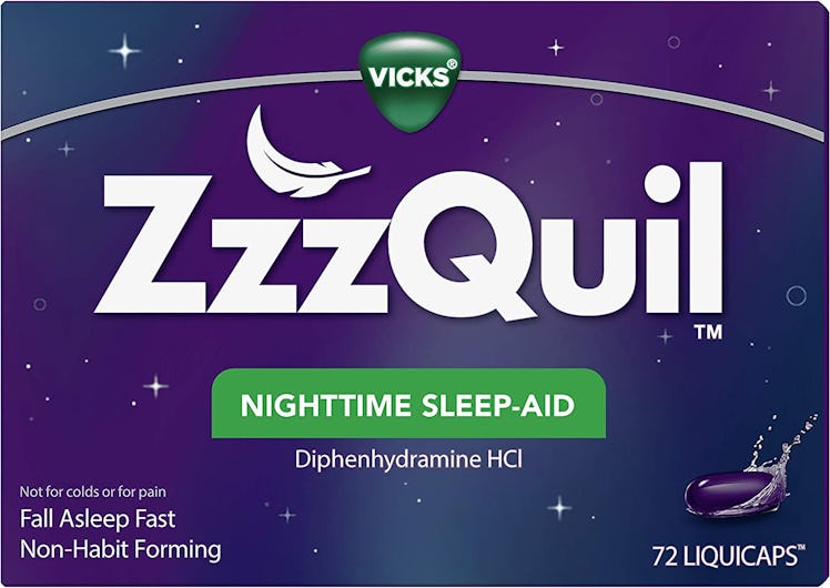 This over-the-counter sleep aid is ZzzQuil and uses an antihistamine to promote sleepiness.