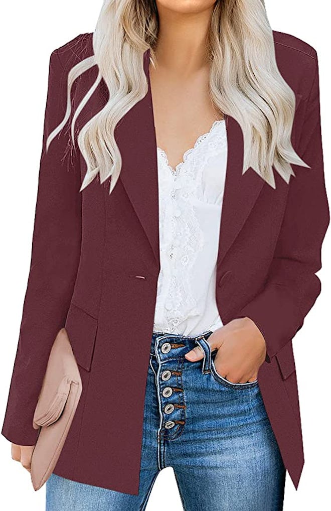 luvamia Lapel Button Blazer Jacket