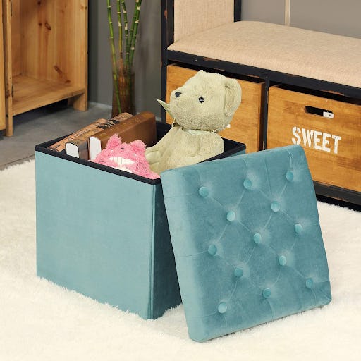 B FSOBEIIALEO Velvet Tufted Storage Ottoman