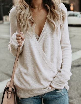 softome Knitted V-Neck Wrap Sweater