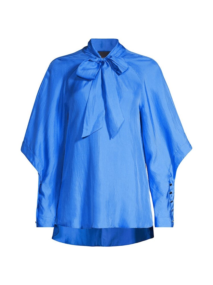 Ginger & Smart blue necktie satin blouse