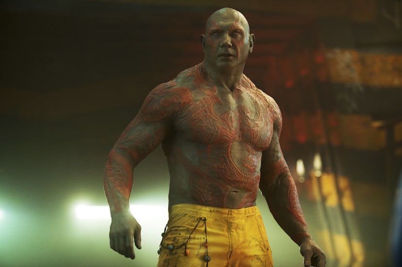 Dave Bautista as Drax in Guardians. 