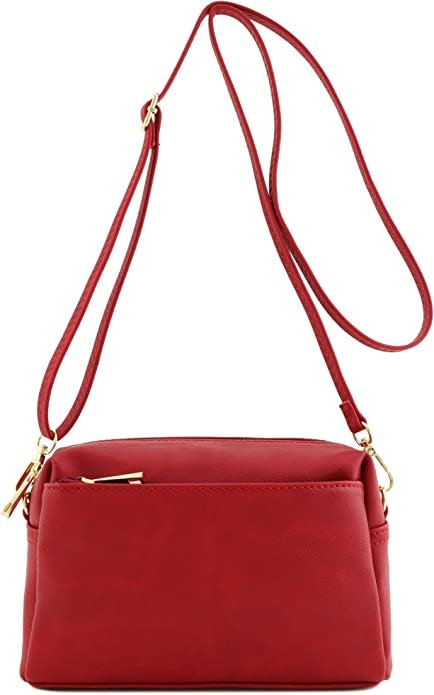 FashionPuzzle Triple Zip Small Crossbody Bag