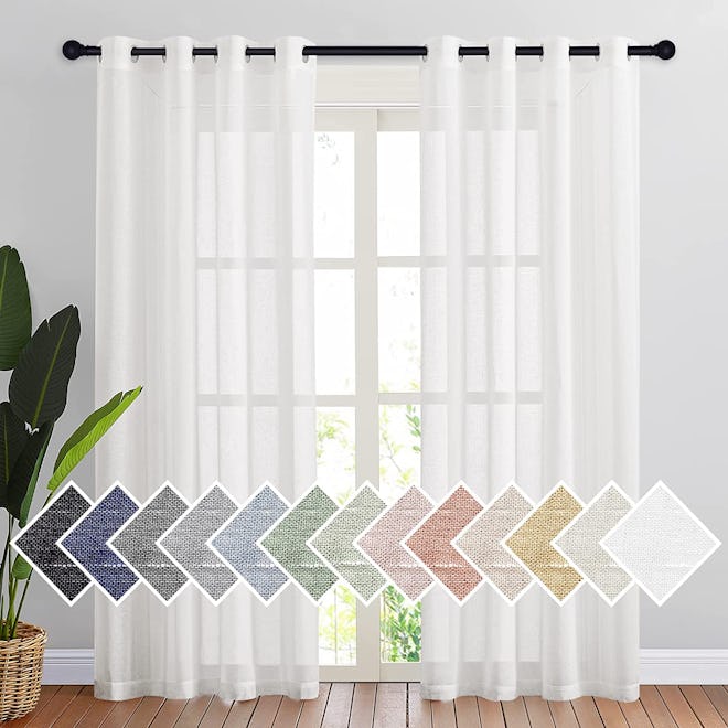 NICETOWN Semi Sheer Linen Curtains (2 Panels)