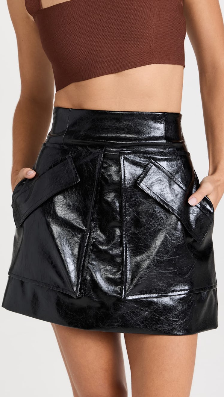 Cherry Faux Leather Skirt  