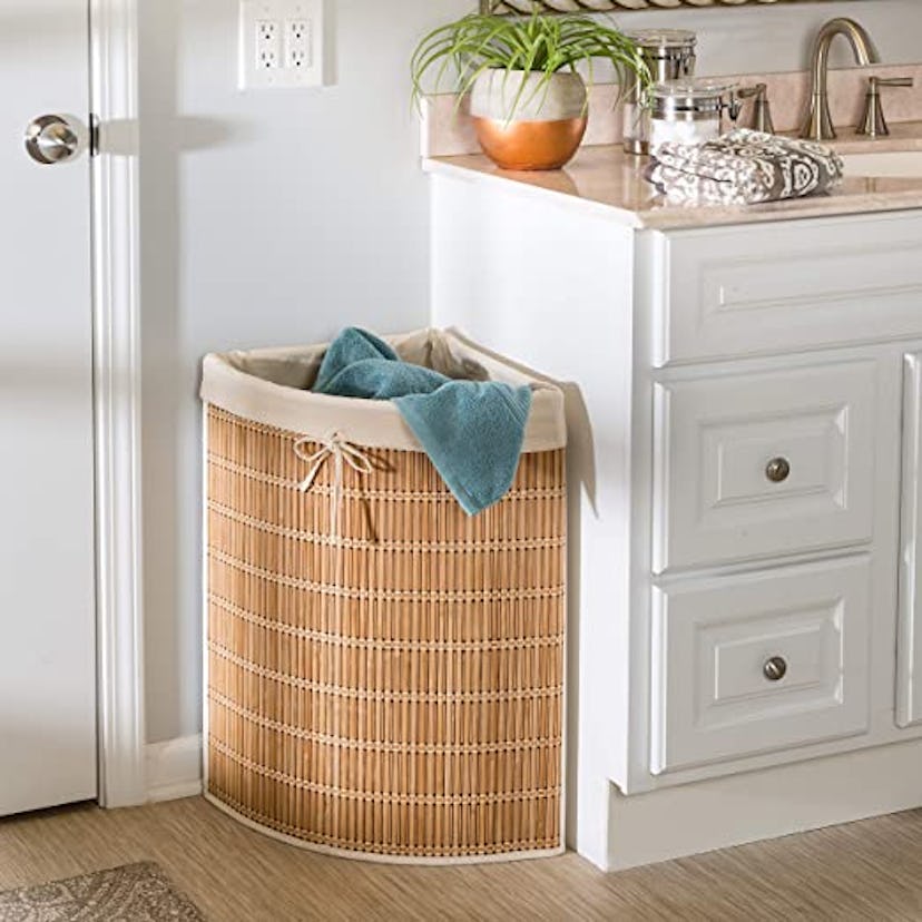 Honey-Can-Do Bamboo Wicker Corner Hamper