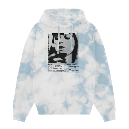 Taylor Swift 'Midnights' merch includes the Taylor Swift Midnights Blue Tie Dye Hoodie