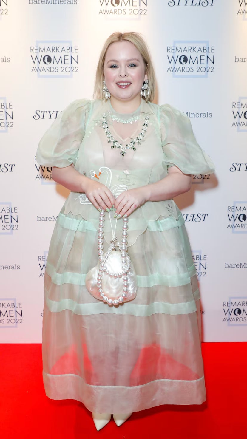 Penelope from Birdgerton, Nicola Mary Coughlan, in a white sheer dress