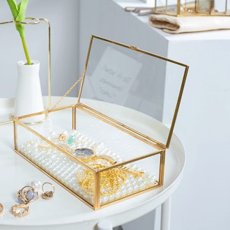 Levilan Golden Vintage Glass Lidded Box