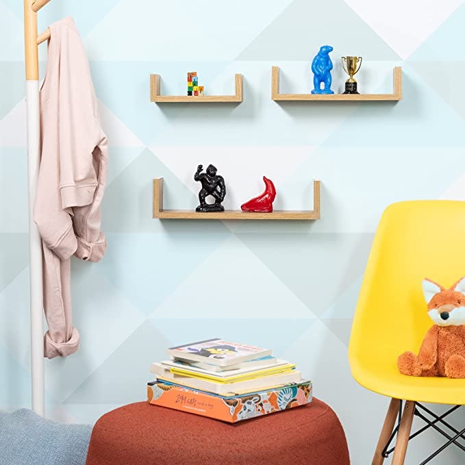 Greenco Floating “U” Shelves (Set of 3)