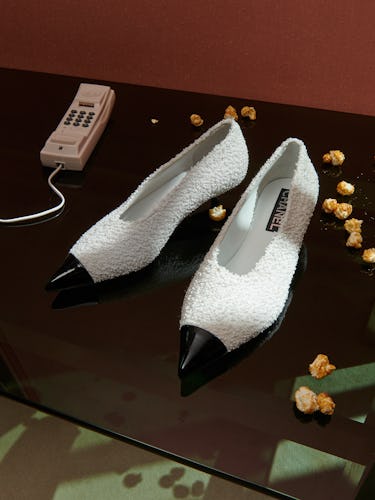 Black and white shoes.