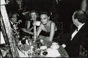 Diane von Furstenberg drinking tea.