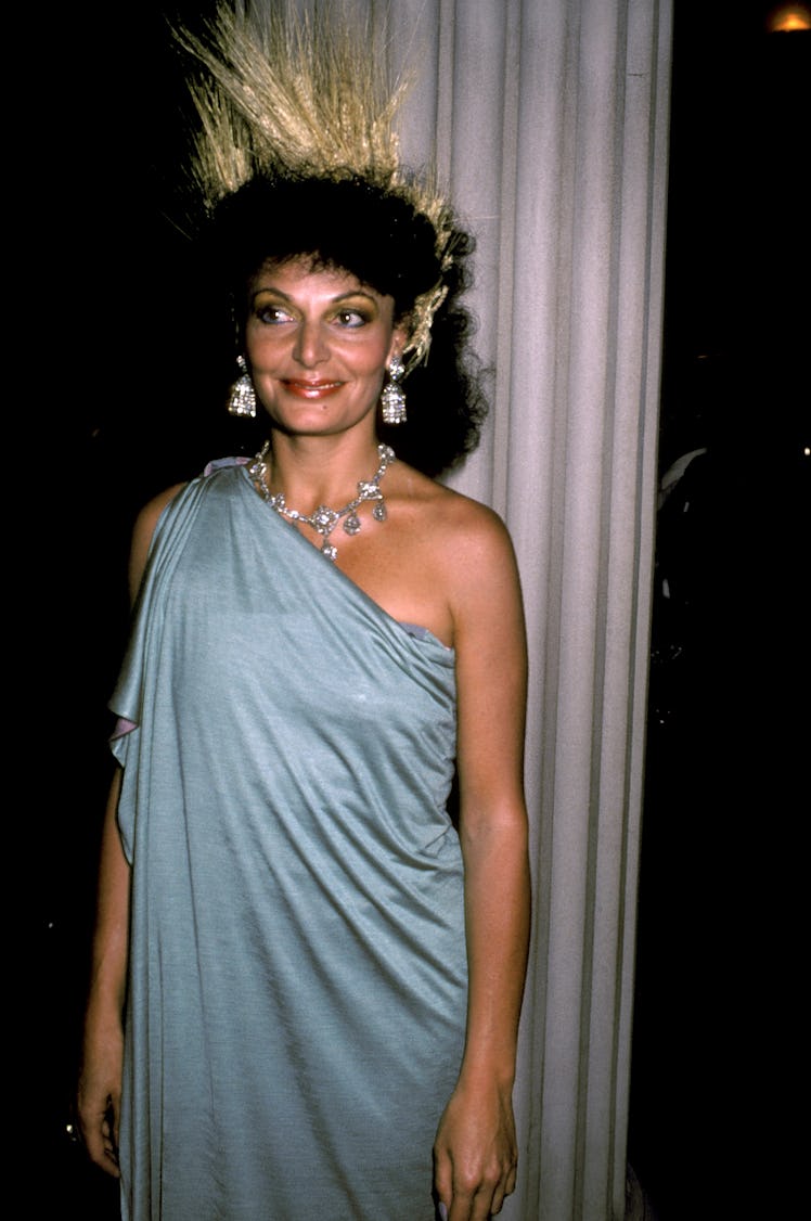 Diane von Furstenberg wearing a blue dress.