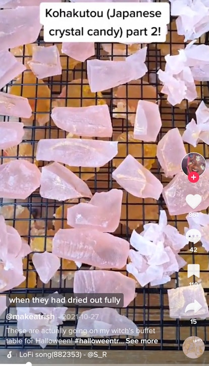 A TikToker shows how to make edible crystals from TikTok. 