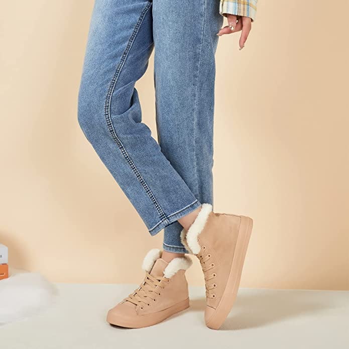 ZGR Fur-Lined High Top Canvas Sneakers