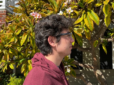 Side profile wearing the Soundcore Frames.