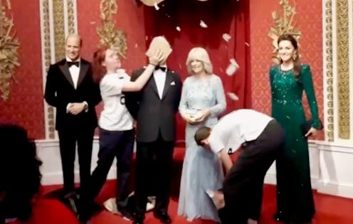 Just Stop Oil protestors smearing cake on King Charles' Madame Tussauds waxwork figure