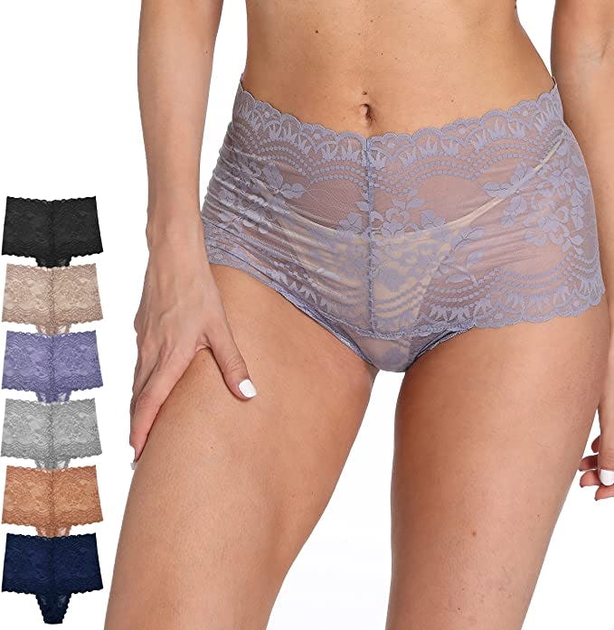 WKFIINM High Waisted Lace Thong (6-Pack)
