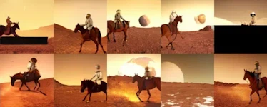 Astronaut riding a horse on mars