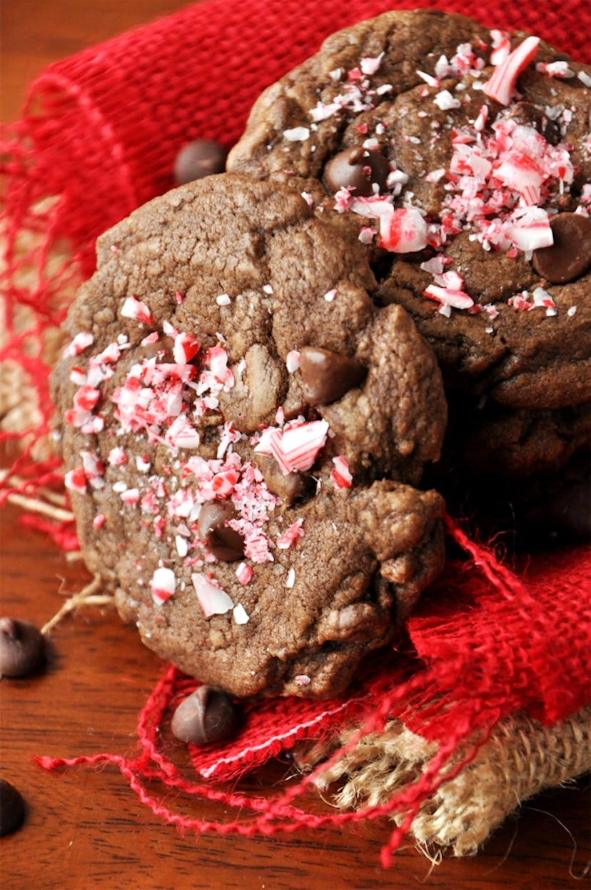 chewy double chocolate peppermint cookies