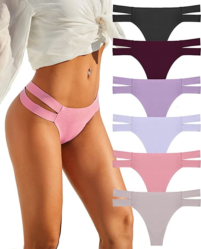 Knowyou Strappy No-Show Thong (6-Pack)