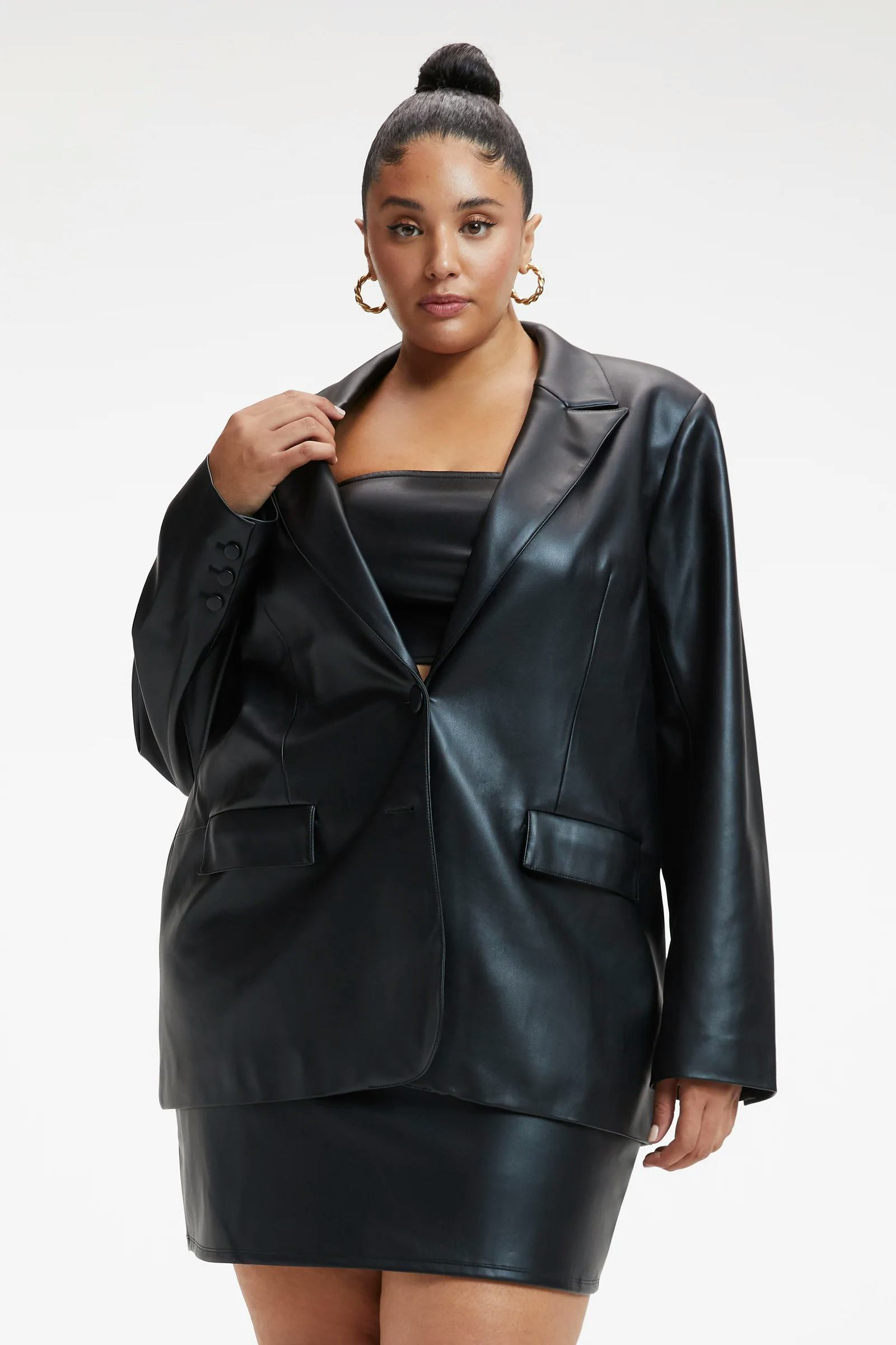 Faux Leather Blazer