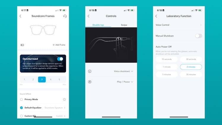 The Soundcore Frames settings in the Soundcore app