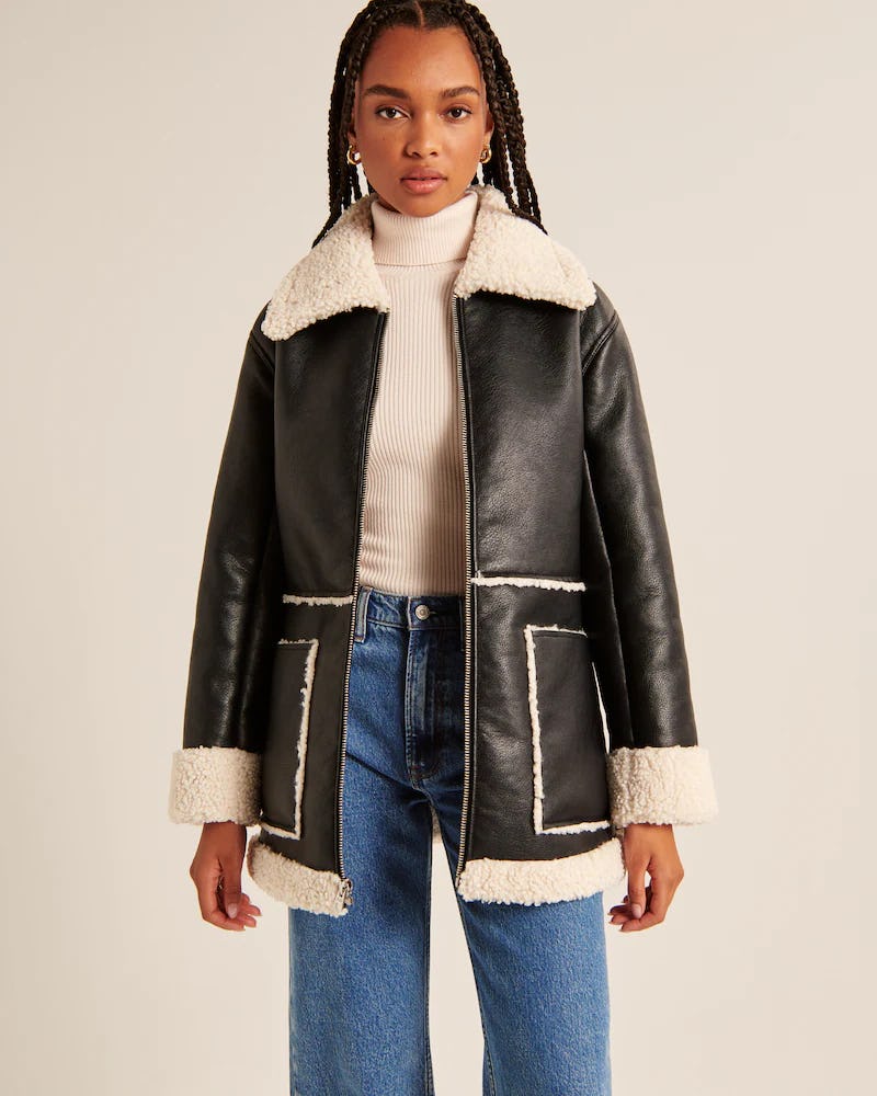 Vegan Leather Shearling Jacket